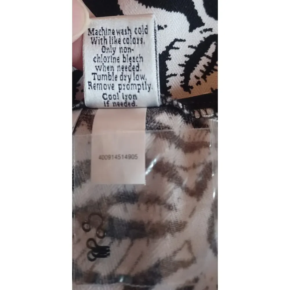 Croft & Barrow Size 8 Black and White Floral Paisley Midi A-Line Skirt Fairycore